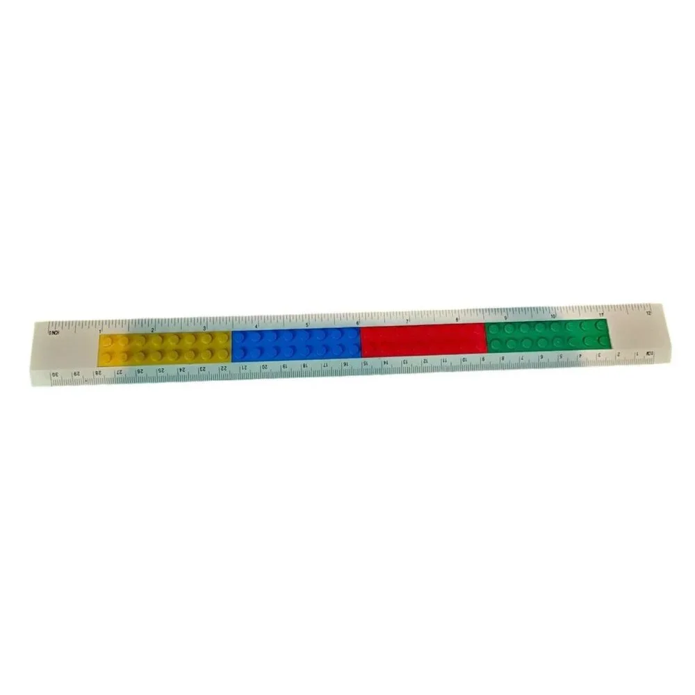 LEGO Ruler Colorful Brick Design 12 Inches White Multi-Color Buildable 2013